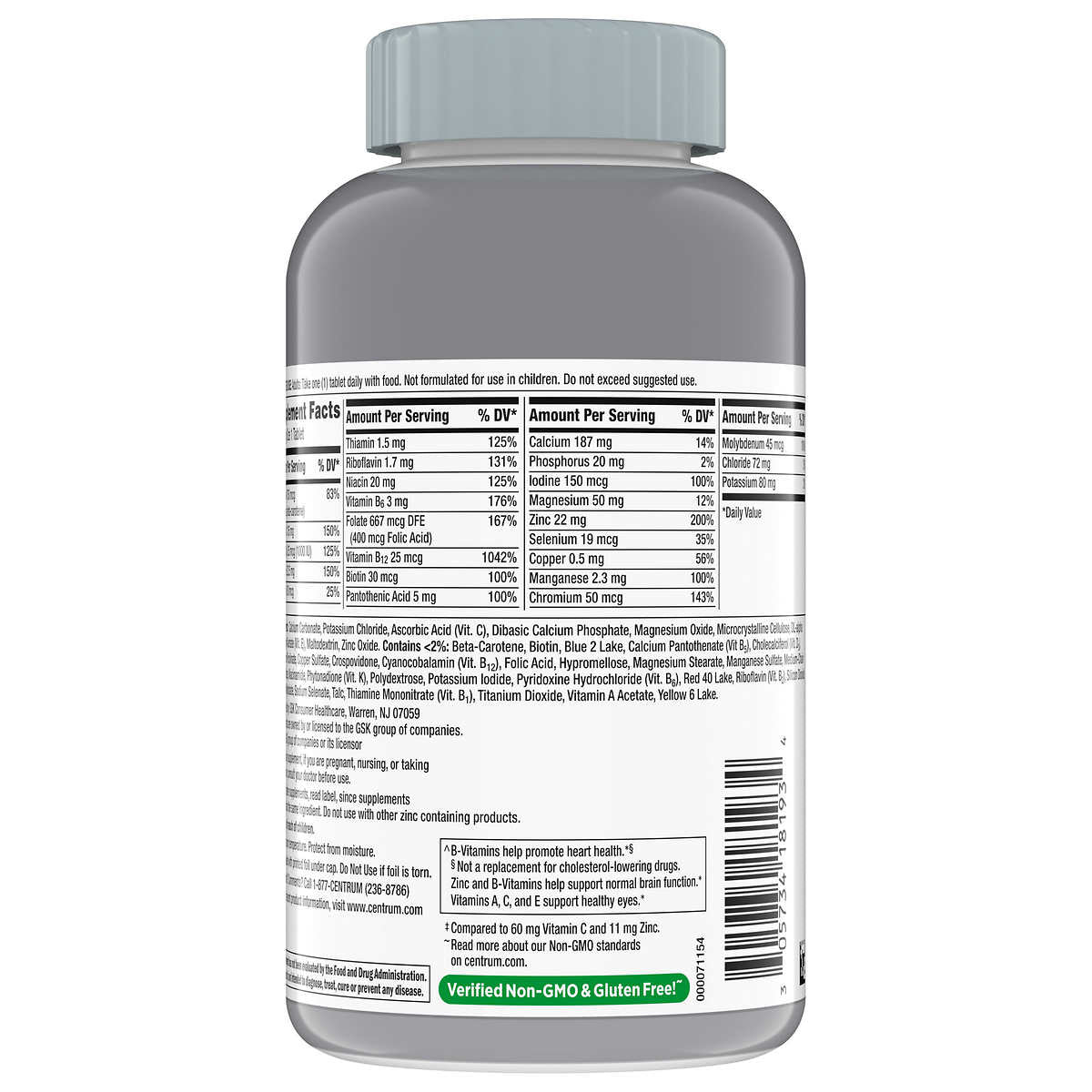 centrum silver adult 50 plus multivitamin, 325 tablets, ingredients