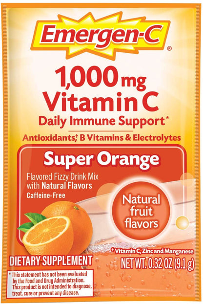 Emergen-C Super Orange 1000 mg Vitamin C Powder Mix, 30 Packets