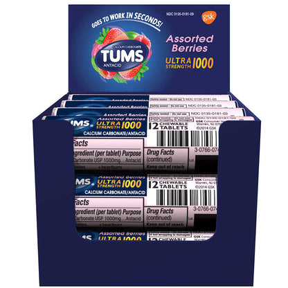 Tums Ultra Strength Antacid, Assorted Berries, 144 Tablets