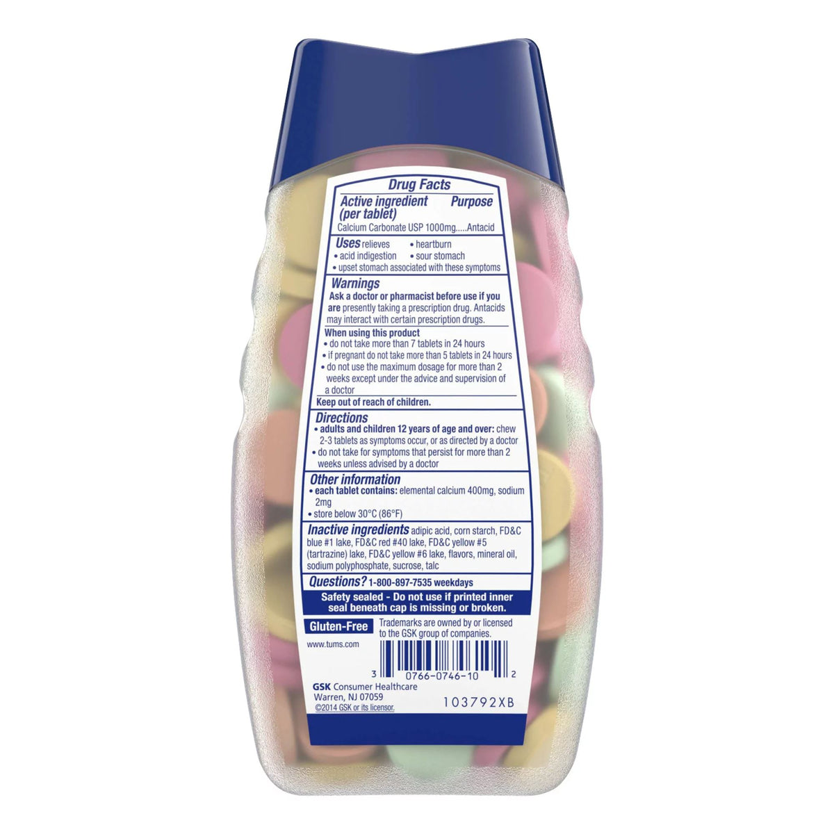 Tums Ultra 1000 Antacid, Assorted Fruit, 160 Tablets