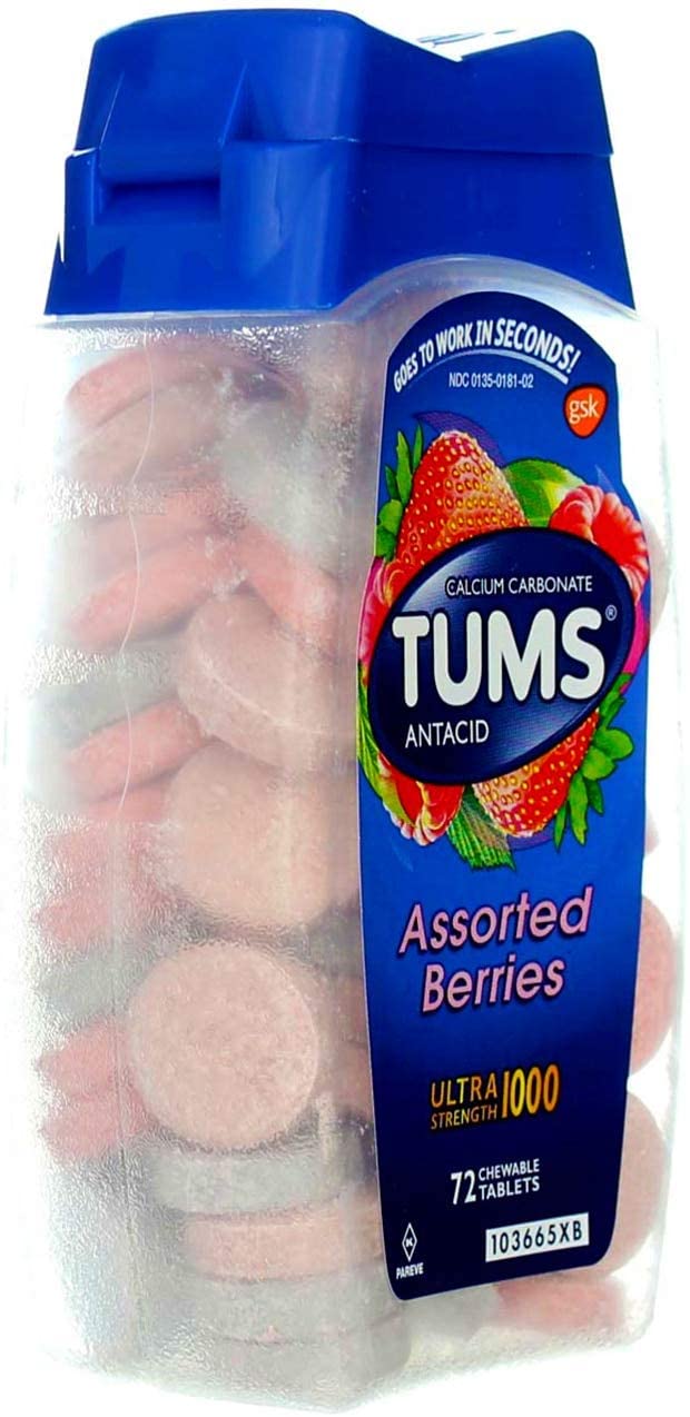 Tums Ultra 1000 Antacid, Assorted Berries, 72 Tablets