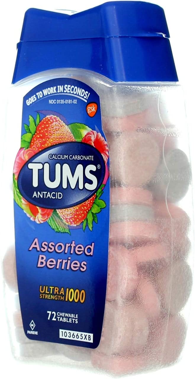 Tums Ultra 1000 Antacid, Assorted Berries, 72 Tablets