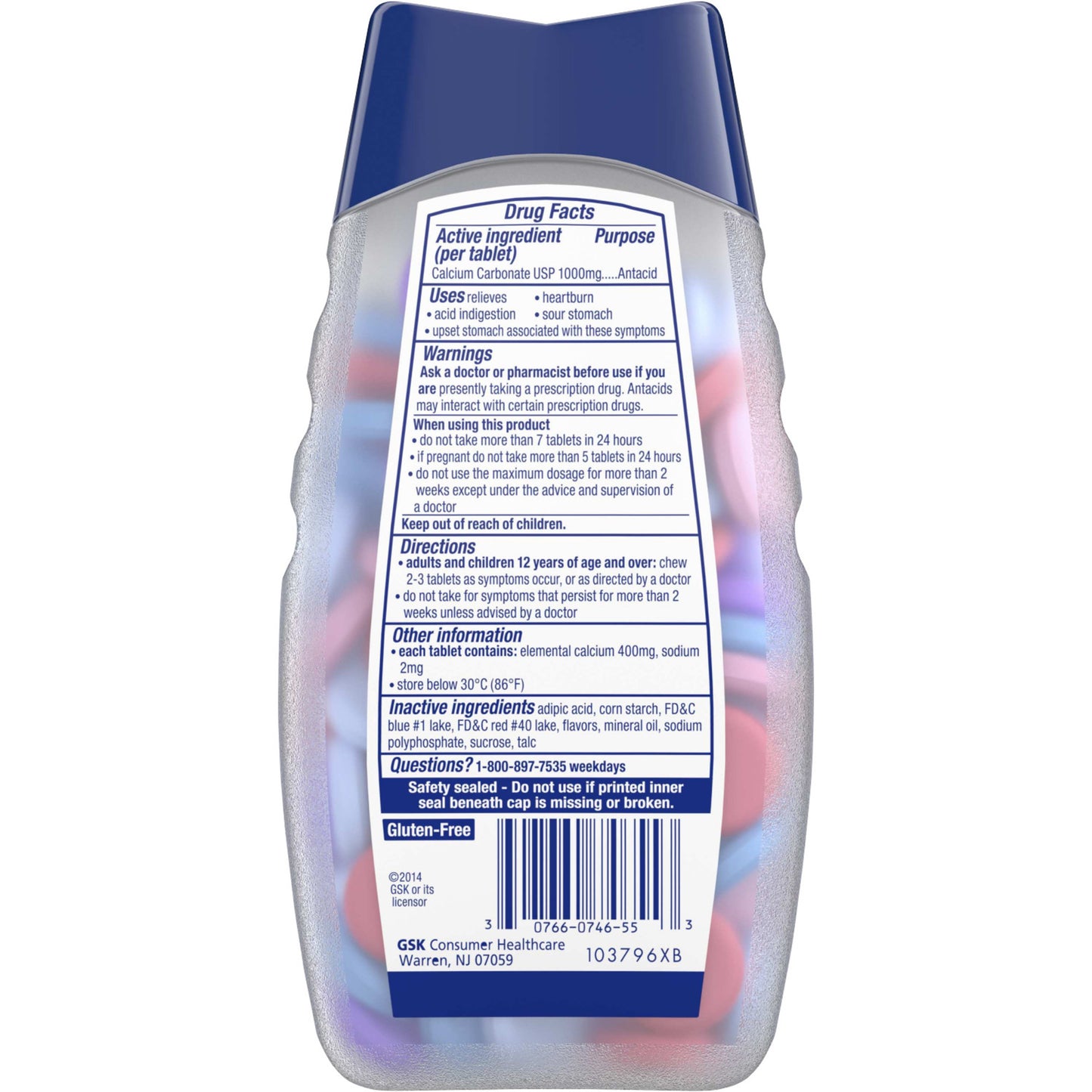 Tums Ultra 1000 Antacid, Assorted Berries, 160 Tablets