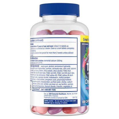 Tums Chewy Bites Extra 750 Antacid, Assorted Berries, 108 Tablets