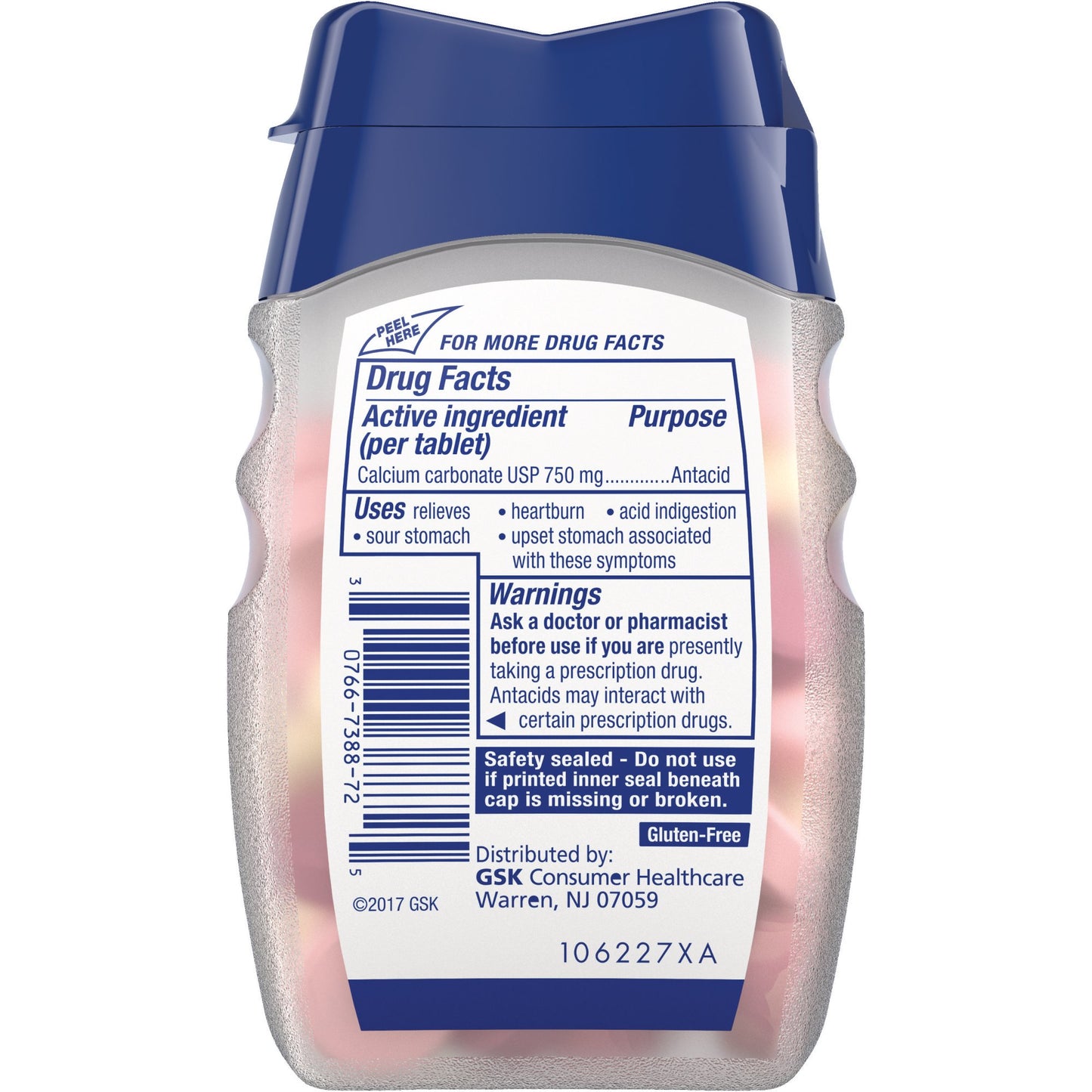Tums Sugar Free Antacid, Melon Berry, Extra Strength 750, 80 Tablets