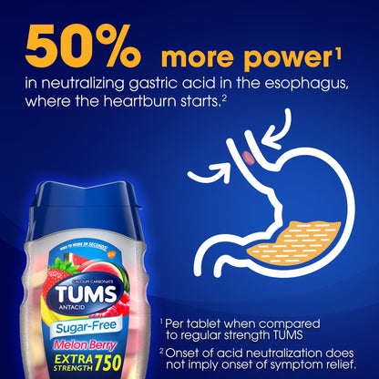Tums Sugar Free Antacid, Melon Berry, Extra Strength 750, 80 Tablets