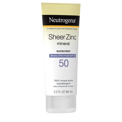 Neutrogena Sheer Zinc SPF 50 Mineral Sunscreen, 3 fl oz (88 ml)