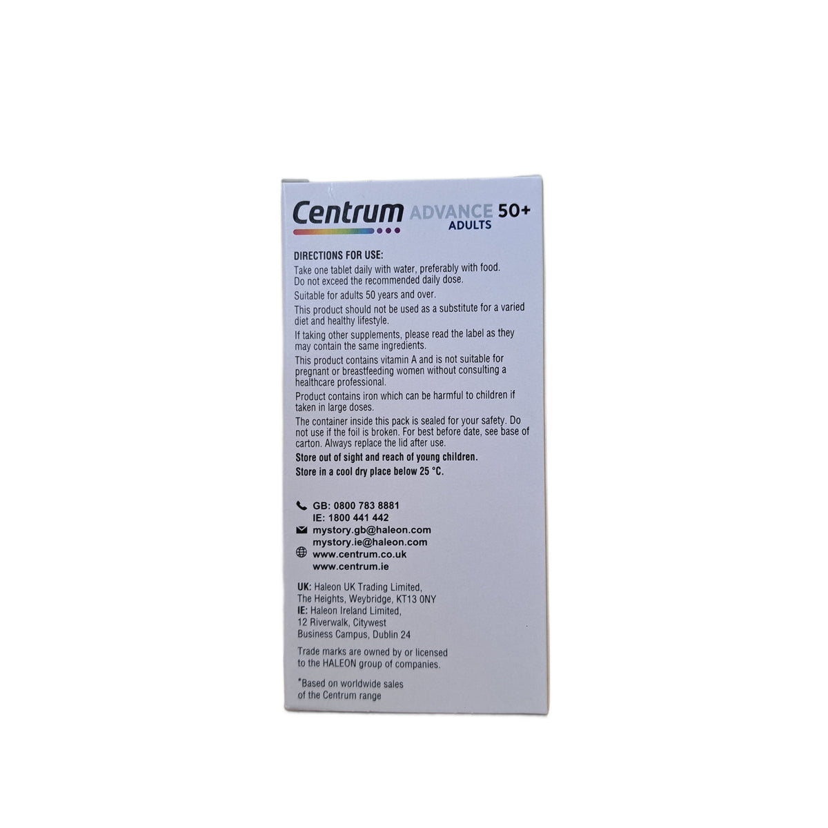 Centrum Advance 50+ Adults Multivitamin and Mineral Food Supplement, 100 tablets