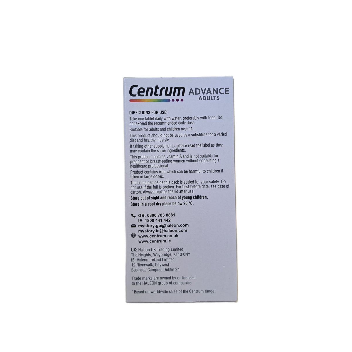 Centrum Advance Adults Multivitamin and Mineral Supplement, 100 Tablets