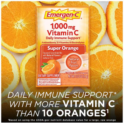 Emergen-C Super Orange 1000 mg Vitamin C Powder Mix, 30 Packets