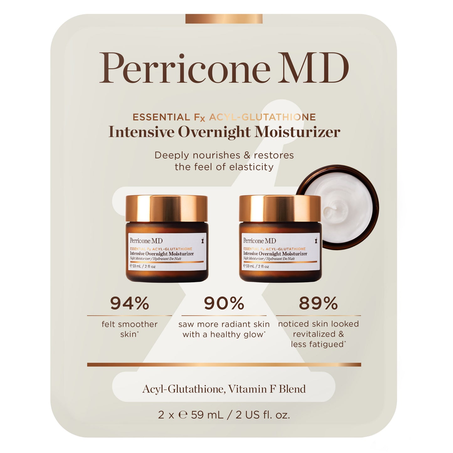 Perricone MD Essential Fx Acyl-Glutathione Intensive Night Moisturizer, 59 ml / 2 FL OZ (2 PACK)