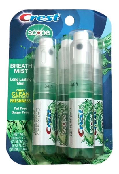 Crest + Scope Breath Mist, Long Lasting Mint, 0.24 fl oz (7 ml), 4-Pack