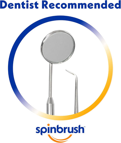 Arm & Hammer Spinbrush Pro Clean toothbrush in soft bristles, featuring a dentist recommended logo and Spinbrush branding.