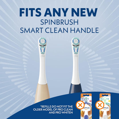 Spinbrush Smart Clean Dual Action Brush Head, Soft, 2 Replacement Heads