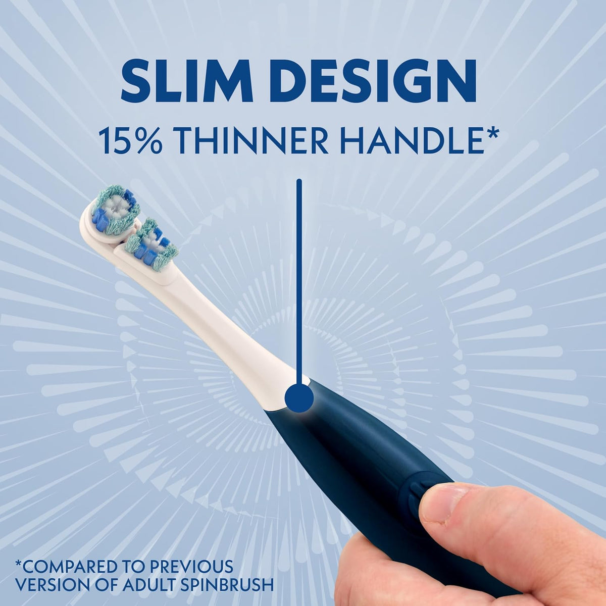 Spinbrush Smart Clean Battery Powered Toothbrush, Dual Action Head, Soft, Midnight Blue