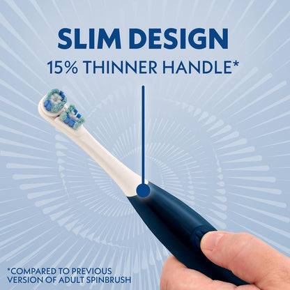 Spinbrush Smart Clean Battery Powered Toothbrush, Dual Action Head, Soft, Midnight Blue