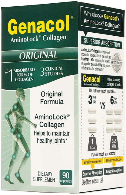 Genacol Original AminoLock Collagen 90 Capsules, Ultra-Hydrolyzed Collagen Peptides