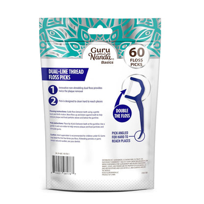 Guru Nanda Basics Dual-Line Thread Floss Picks, 60 Floss Picks