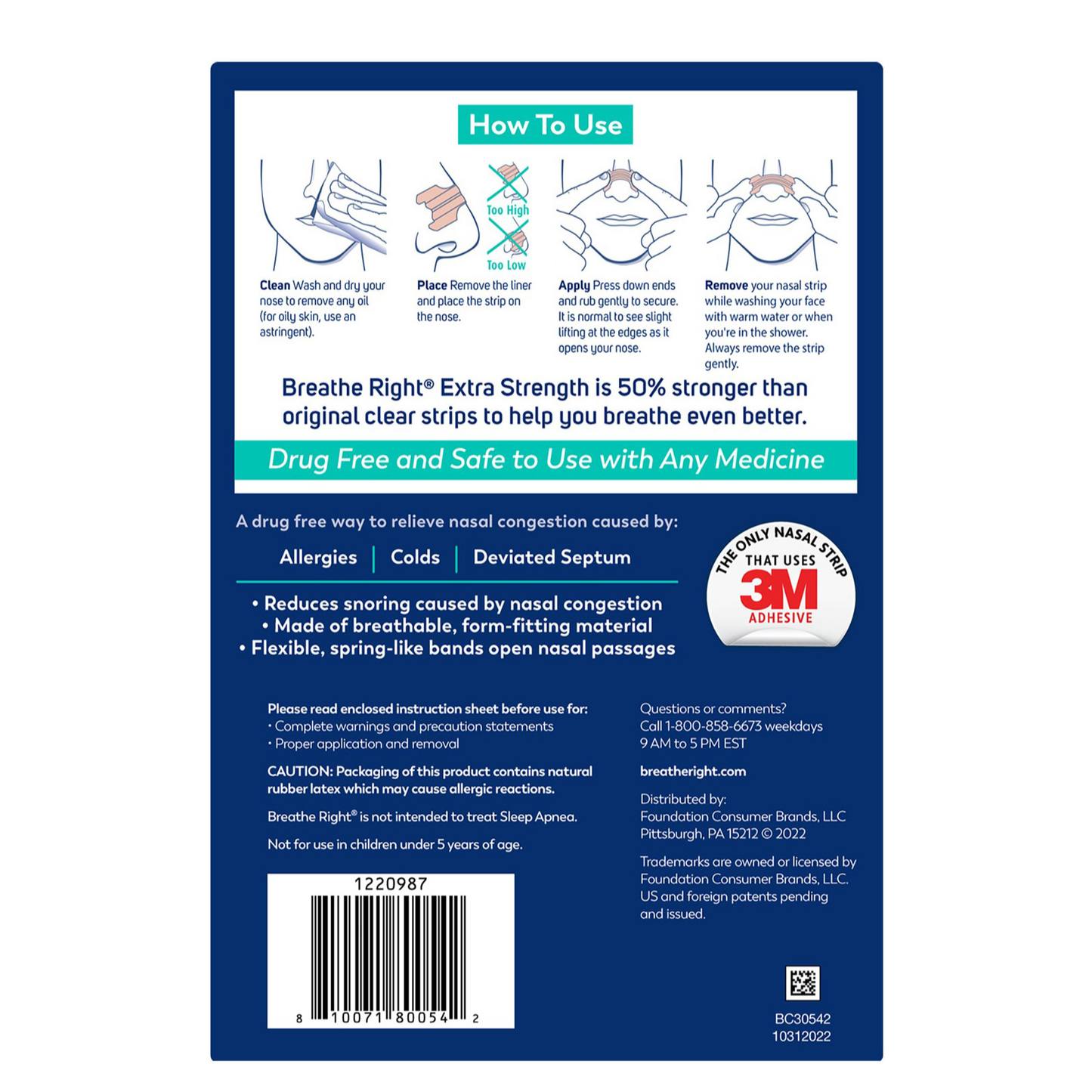 Breathe Right Nasal Strips Extra Strength, Clear, 72 Strips