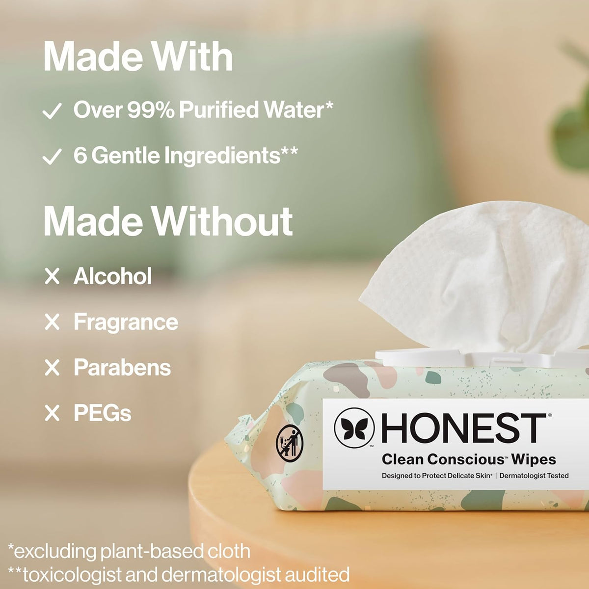 The Honest Company Clean Conscious Wipes, Geo Mood, 288 Wipes, Hypoallergenic & Fragrance Free