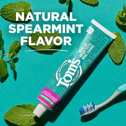 Tom's of Maine Antiplaque & Whitening Toothpaste, Spearmint Gel, 4 OZ (113 g)