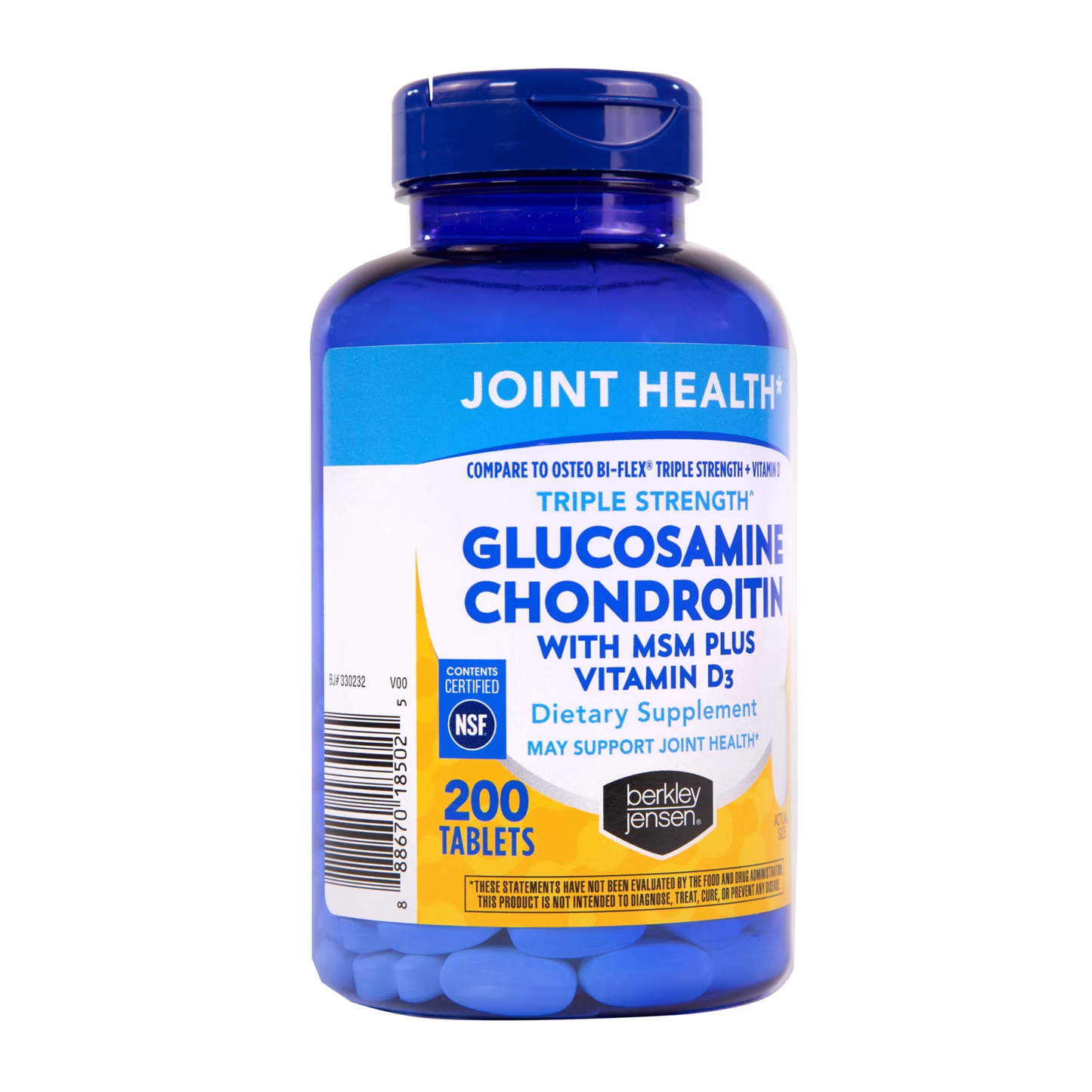 Berkley Jensen Triple Strength Joint Health Glucosamine + Chondroitin, 200 Tablets