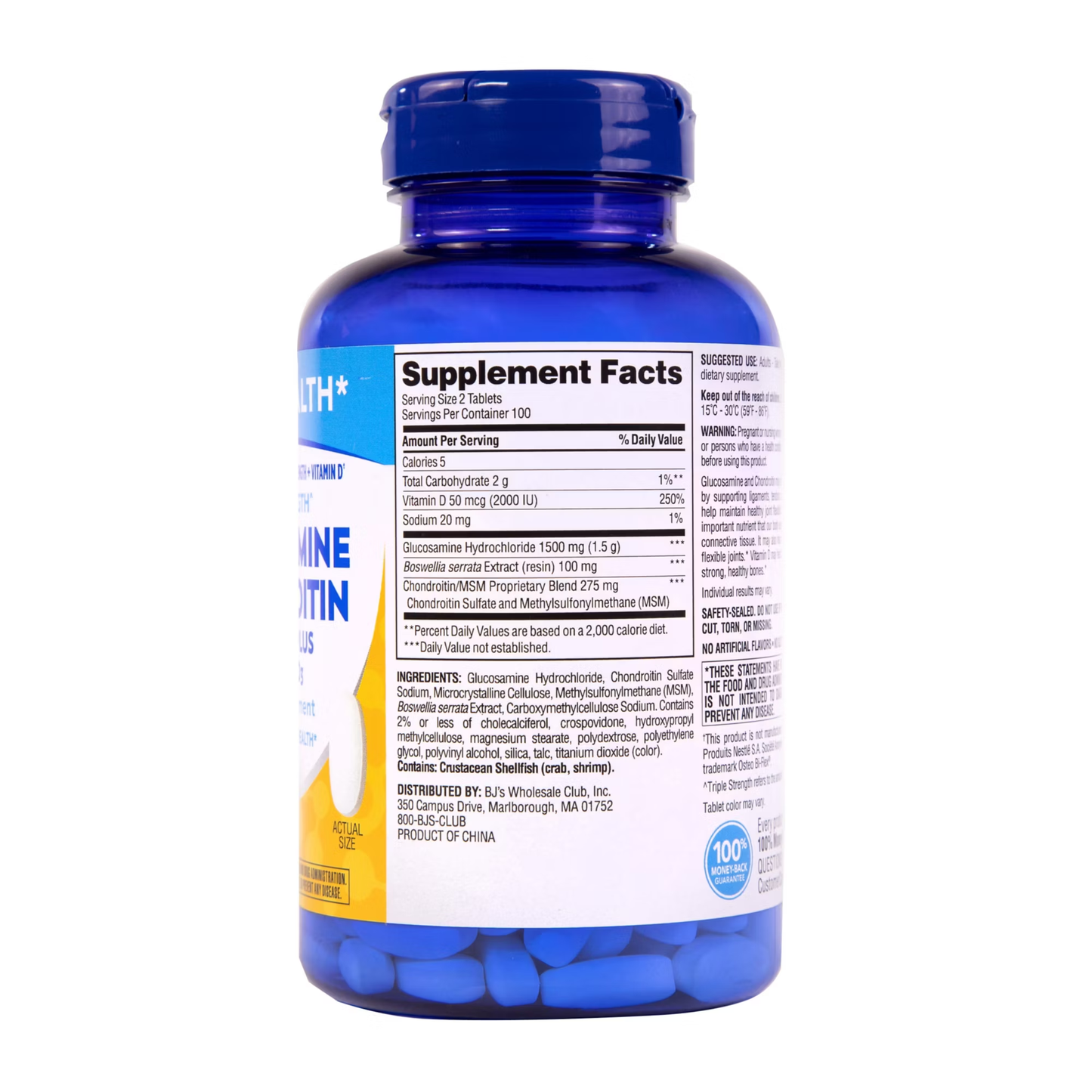 Berkley Jensen Triple Strength Joint Health Glucosamine + Chondroitin, 200 Tablets