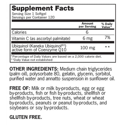 Qunol Mega CoQ10 Uniquinol 100 mg, 120 Softgels