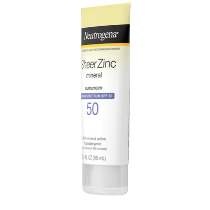 Neutrogena Sheer Zinc SPF 50 Mineral Sunscreen, 3 fl oz (88 ml)