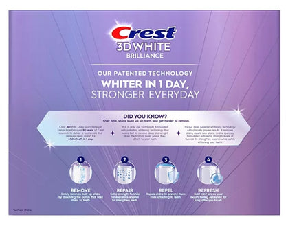 Crest 3D White Brilliance Deep Stain Remover Ultra White Toothpaste, 2.1 Oz (59 G) 4 Pack