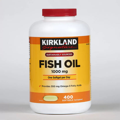 Kirkland Signature Sustainably Sourced Fish Oil 1000 mg, 400 Softgels